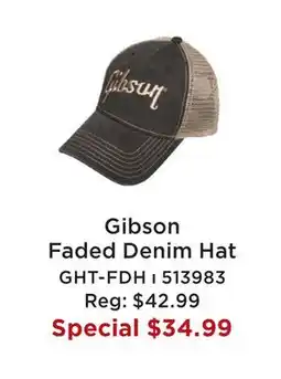 Long & McQuade GIBSON FADED DENIM HAT offer