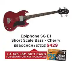 Long & McQuade EPIPHONE SG E1 SHORT SCALE BASS - CHERRY offer