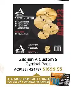 Long & McQuade ZILDJIAN A CUSTOM 5 CYMBAL PACK offer