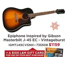 Long & McQuade EPIPHONE INSPIRED BY GIBSON MASTERBILT J-45 EC - VINTAGEBURST offer