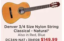 Long & McQuade DENVER 3/4 SIZE NYLON STRING CLASSICAL - NATURAL offer