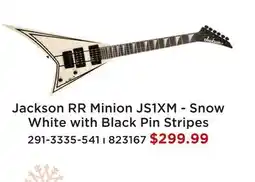 Long & McQuade JACKSON RR MINION JS1XM-SNOW WHITE WITH BLACK PIN STRIPES offer