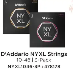 Long & McQuade D'ADDARIO 3-PAK NYXL REGULAR LITE 10-46 offer