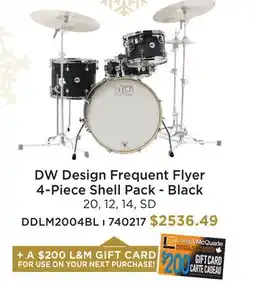 Long & McQuade DW FREQUENT FLYER 4-PIECE SHELL PACK-BLACK offer