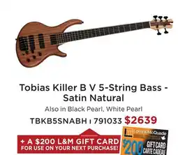 Long & McQuade TOBIAS KILLER B V 5-STRING BASS-SATIN offer
