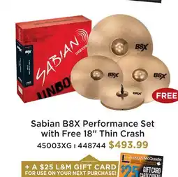 Long & McQuade SABIAN B8X PERFORMANCE SET offer