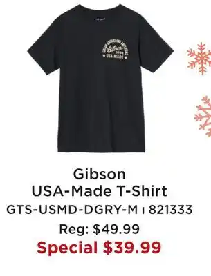 Long & McQuade GIBSON USA-MADE T-SHIRT offer