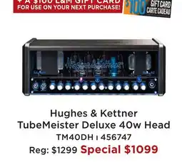 Long & McQuade HUGHES & KETTNER TUBEMEISTER DELUXE 40W HEAD offer