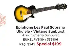 Long & McQuade EPIPHONE LES PAUL SOPRANO UKULELE - VINTAGE SUNBURST offer