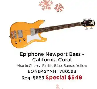Long & McQuade EPIPHONE NEWPORT BASS-CALIFORNIA CORAL offer