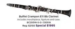Long & McQuade BUFFET CRAMPON E11 BB CLARINET offer