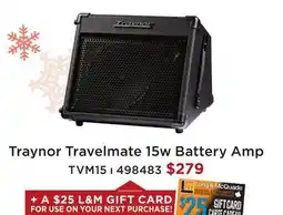 Long & McQuade TRAYNOR TRAVELMATE 15W BATTERY AMP offer