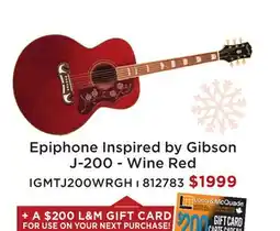 Long & McQuade EPIPHONE INSPIRED BY GIBSON J-200 - WINE RED offer
