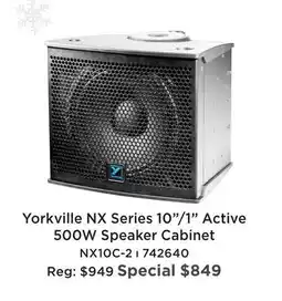 Long & McQuade YORKVILLE NX SERIES 10/1 ACTIVE 500W SPEAKER CABINET offer
