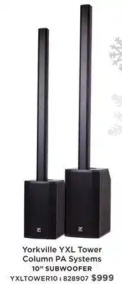 Long & McQuade YORKVILLE YXL TOWER COLUMN PA SYSTEMS 10 SUBWOOFER offer