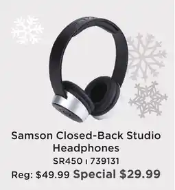 Long & McQuade Samson Closed-Back Studio Headphones offer