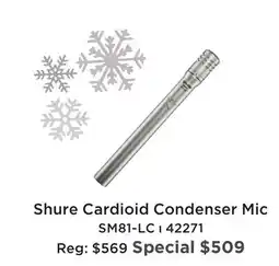Long & McQuade SHURE CARDIOID CONDENSER MIC offer