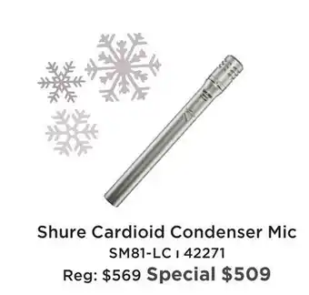 Long & McQuade SHURE CARDIOID CONDENSER MIC offer
