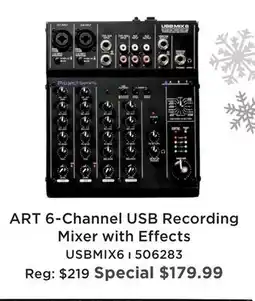 Long & McQuade ART 6-CHANNEL USB RECORDING MIXER WITH EFFECTS offer