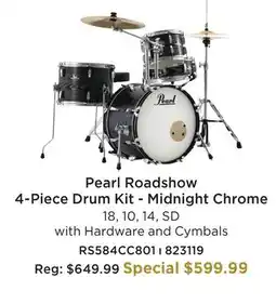Long & McQuade PEARL ROADSHOW 4-PIECE DRUM KIT-MIDNIGHT CHROME offer