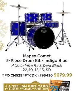 Long & McQuade MAPEX COMET 5-PIECE DRUM KIT - INDIGO BLUE offer
