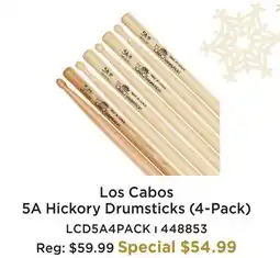 Long & McQuade LOS CABOS 5A HICKORY DRUMSTICKS (4-PACK) offer