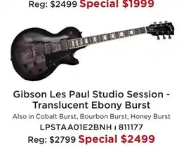 Long & McQuade GIBSON LES PAUL STUDIO SESSION-TRANSLUCENT EBONY BURST offer