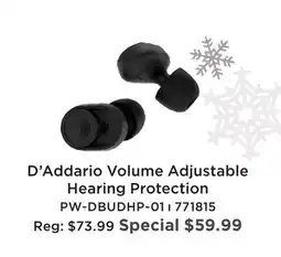 Long & McQuade D'ADDARIO VOLUME ADJUSTABLE HEARING PROTECTION offer