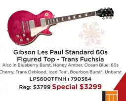 Long & McQuade GIBSON LES PAUL STANDARD 60S FIGURED TOP-TRANS FUCHSIA offer