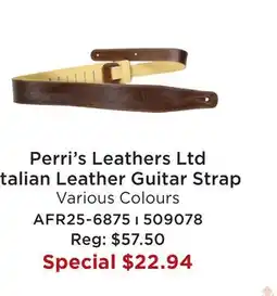 Long & McQuade PERRI'S LEATHERS LTD ITALIAN LEATHER GUITAR STRAP offer