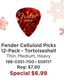 Long & McQuade FENDER CELLULOID PICKS 12-PACK - TORTOISESHELL offer
