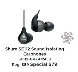 Long & McQuade SHURE SE112 SOUND ISOLATING EARPHONES offer