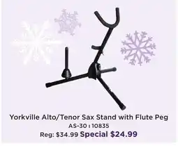 Long & McQuade YORKVILLE ALTO/TENOR SAX STAND WITH FLUTE PEG offer