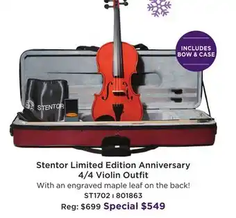 Long & McQuade STENTOR LTD ED. ANNIVERSARY 4/4 VIOLIN OUTFIT offer