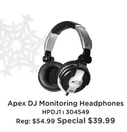 Long & McQuade APEX DJ MONITORING HEADPHONES offer