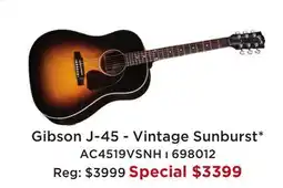 Long & McQuade GIBSON J-45-VINTAGE SUNBURST offer