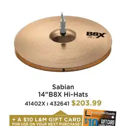 Long & McQuade SABIAN 14B8X HI-HATS offer