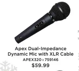 Long & McQuade APEX DUAL-IMPEDANCE DYNAMIC MIC WITH XLR CABLE offer