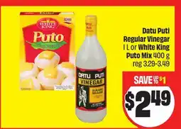 FreshCo Datu Puti Regular Vinegar 1 L or White King Puto Mix 400 g offer
