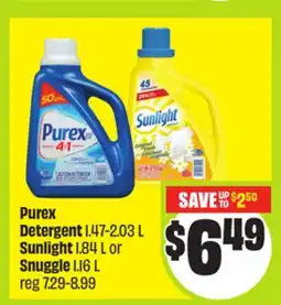 FreshCo Purex Detergent 1.47-2.03 L Sunlight 1.84 L or Snuggle 1.16 L offer