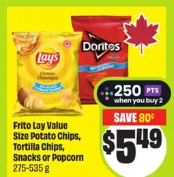 FreshCo Frito Lay Value Size Potato Chips, Tortilla Chips, Snacks or Popcorn 275-535 g offer