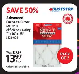 Home Hardware Advanced Furnace Filter offer