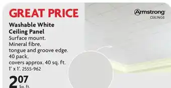 Home Hardware Washable White Ceiling Panel offer