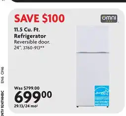 Home Hardware 11.5 Cu. Ft. Refrigerator offer