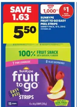 Real Canadian Superstore SUNRYPE FRUIT TO GO EASY PEEL STRIPS, 15' S, 210 G offer