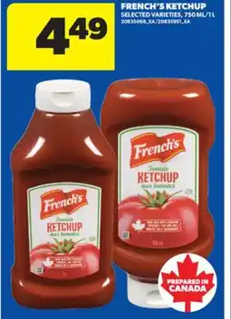 Real Canadian Superstore FRENCH'S KETCHUP, 750 ML/1 L offer
