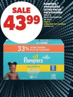 Real Canadian Superstore PAMPERS SWADDLERS ULTRA VALUE PACK DIAPERS, 88-192'S offer