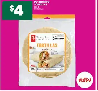 Real Canadian Superstore PC BURRITO TORTILLAS, 630 G offer