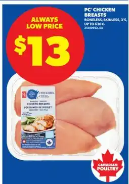 Real Canadian Superstore PC CHICKEN BREASTS, 3'S, UP TO 630 G offer