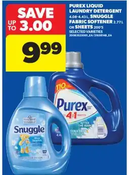 Real Canadian Superstore PUREX LIQUID LAUNDRY DETERGENT 4.08-4.43 L, SNUGGLE FABRIC SOFTENER 2.77 L OR SHEETS 200'S offer